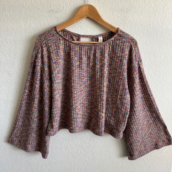 DAILY PRACTICE Anthropologie Space-Dyed Flouncy Knit Pullover Top Womens Small - Picture 2 of 10